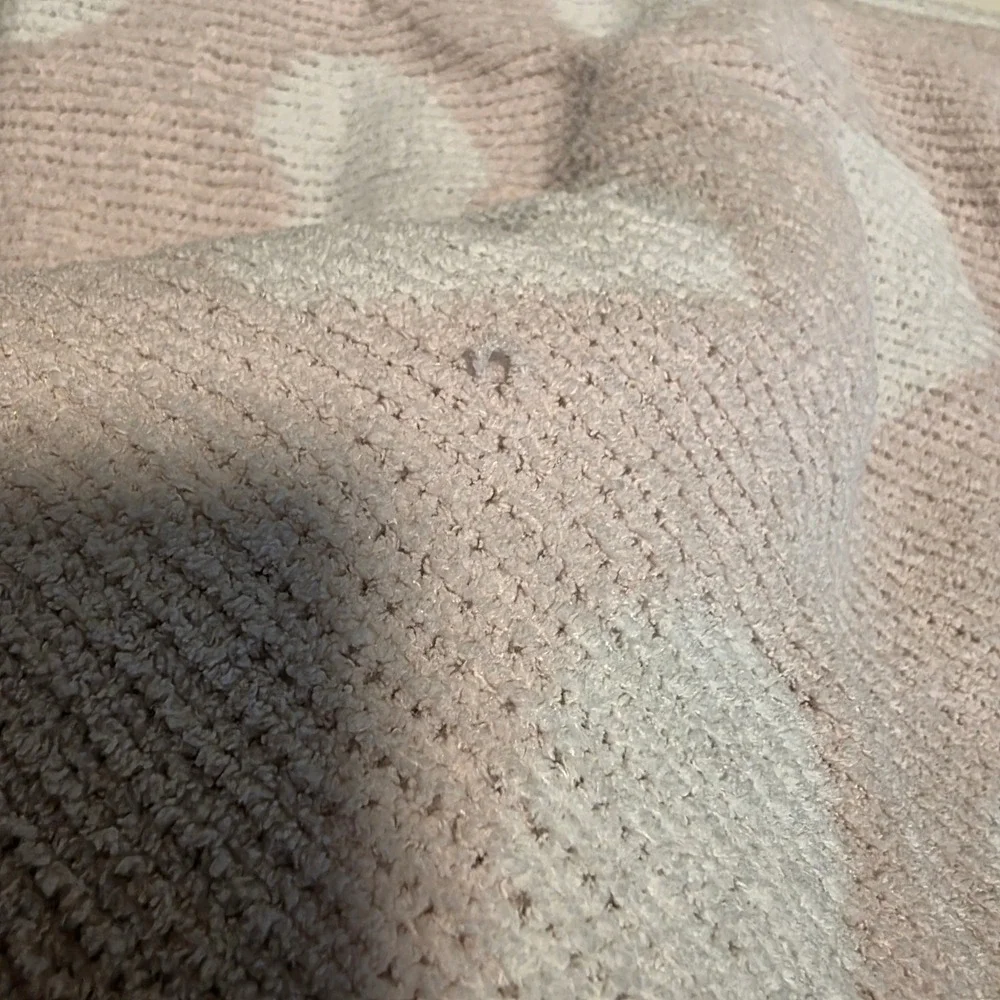Living‎ Textiles Australia Heart Knit Baby Blanket Pink White Chenille Soft